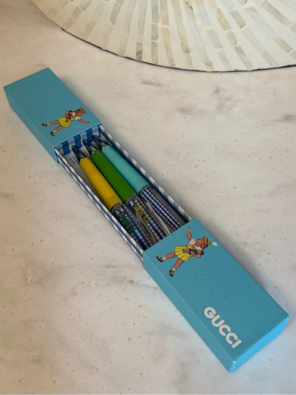 Gucci Turquoise Novelty Box with Retro Girl Illustration
